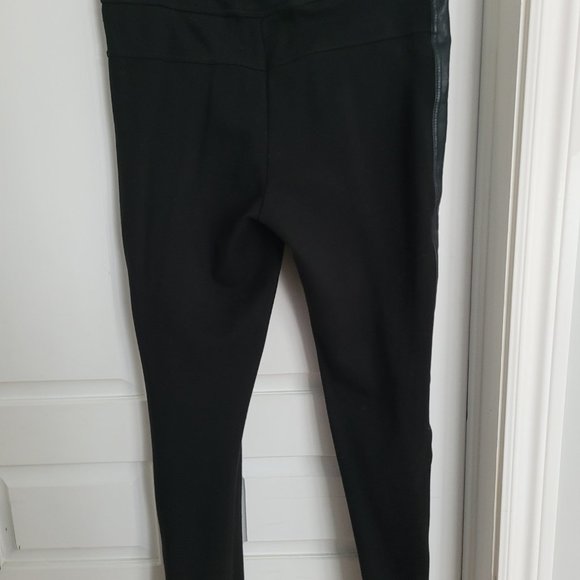 Skinny Leg Fabric Pants with Leather Accents - Picture 2 of 3